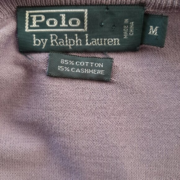 Polo Ralph Lauren Women's Cottton Cashmere Purple V-Neck Sweater Medium - Picture 5 of 5